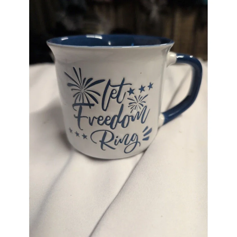 Patriotic Ceramic Mug 'Let Freedom Ring' - 25% Off 5+